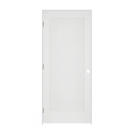 CODEL DOORS 34" x 80" x 1-3/8" Primed 1-Panel Interior Flat Panel Door with Ovolo Bead 6-9/16" RH Prehung Door 2168pri8020RH156916